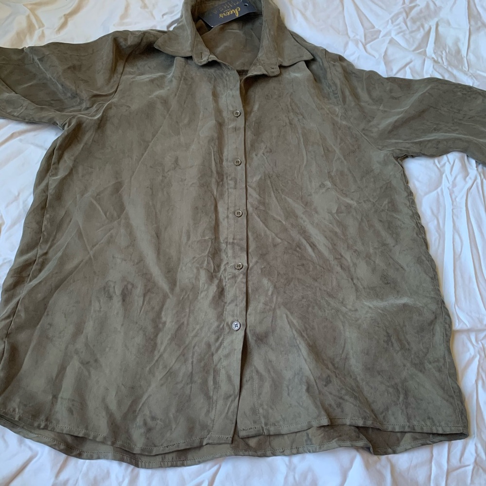 Jessie army button down blouse